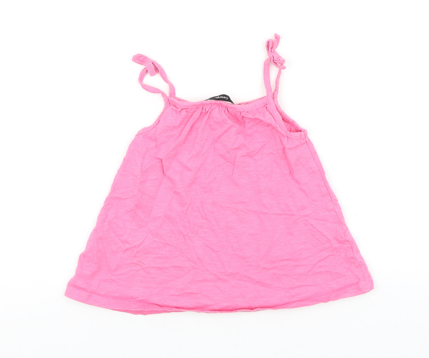 George Girls Pink 100% Cotton Basic Tank Size 3-4 Years Round Neck Pullover