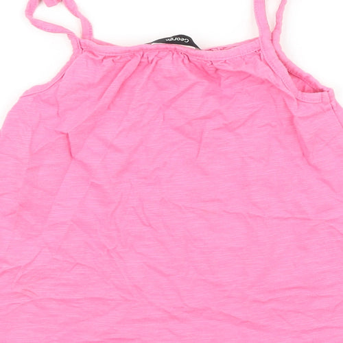 George Girls Pink 100% Cotton Basic Tank Size 3-4 Years Round Neck Pullover