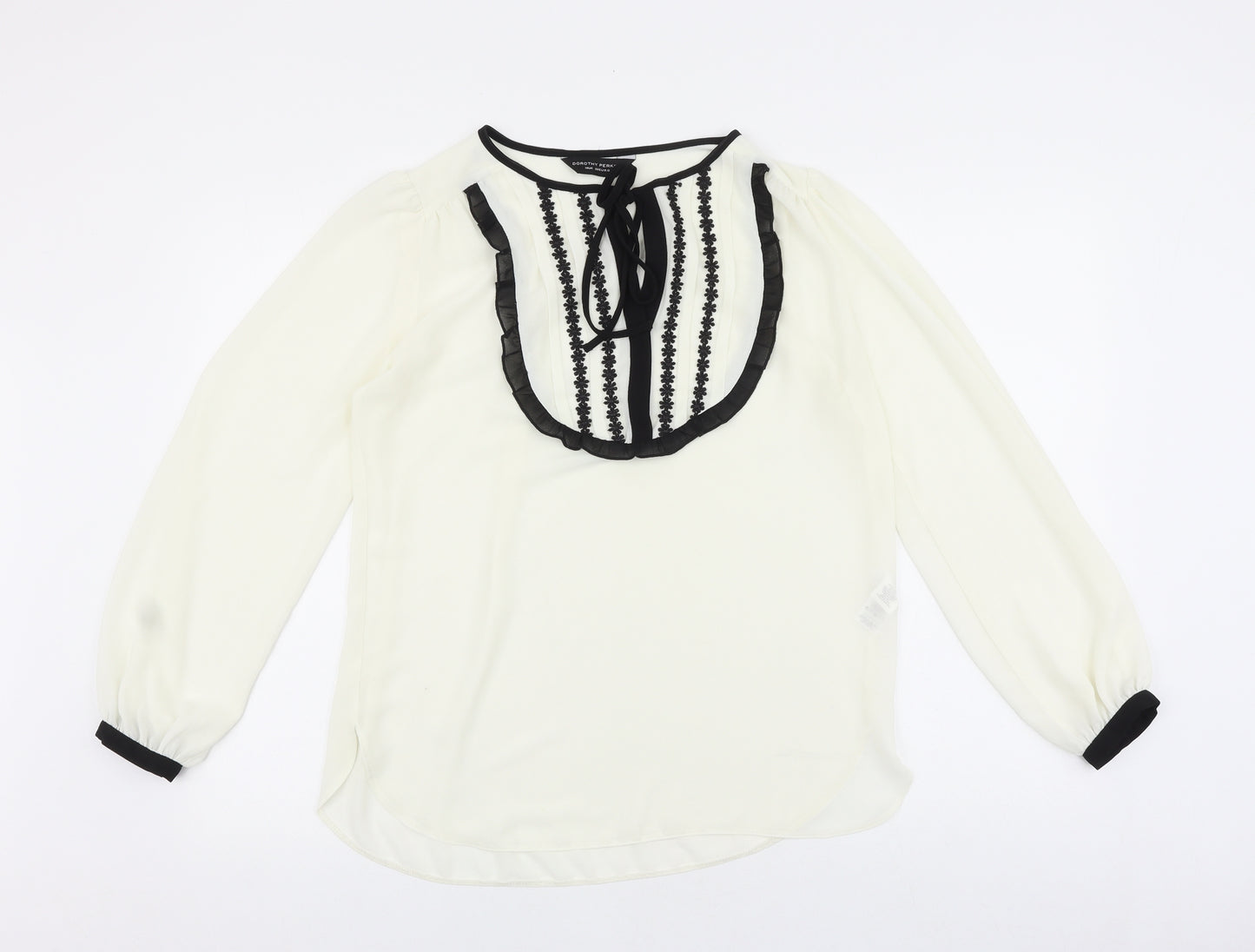 Dorothy Perkins Womens Ivory Polyester Basic Blouse Size 10 Round Neck