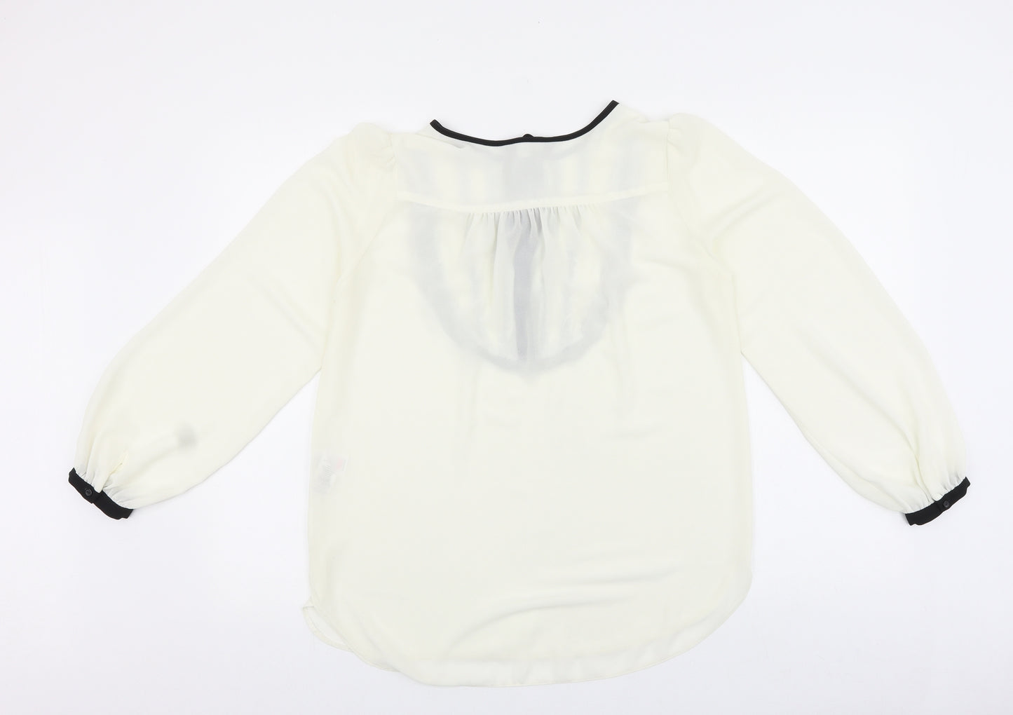 Dorothy Perkins Womens Ivory Polyester Basic Blouse Size 10 Round Neck