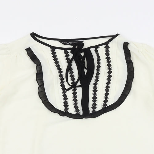 Dorothy Perkins Womens Ivory Polyester Basic Blouse Size 10 Round Neck