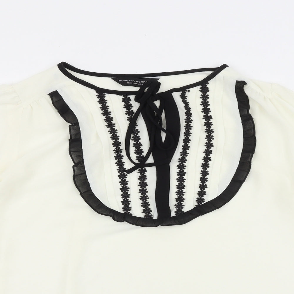 Dorothy Perkins Womens Ivory Polyester Basic Blouse Size 10 Round Neck