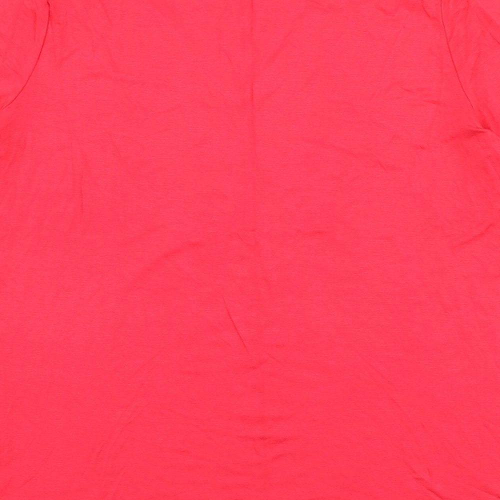 Marks and Spencer Womens Red Viscose Basic T-Shirt Size 16 V-Neck