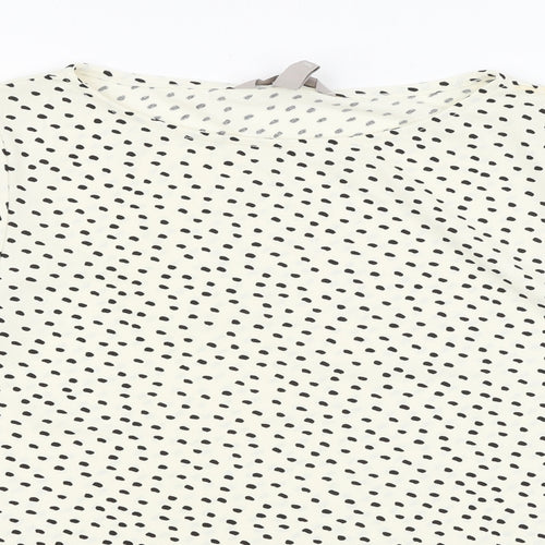 H&M Womens Ivory Geometric Polyester Basic T-Shirt Size L Boat Neck