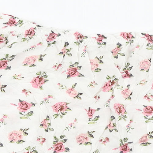 Passport Womens White Floral Viscose Basic Blouse Size M Off the Shoulder - Bardot