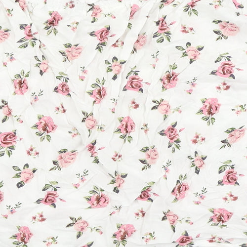 Passport Womens White Floral Viscose Basic Blouse Size M Off the Shoulder - Bardot