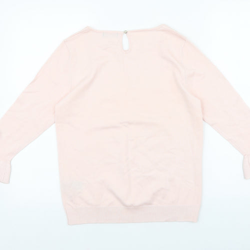 M&Co Womens Pink Scoop Neck Viscose Pullover Jumper Size 12