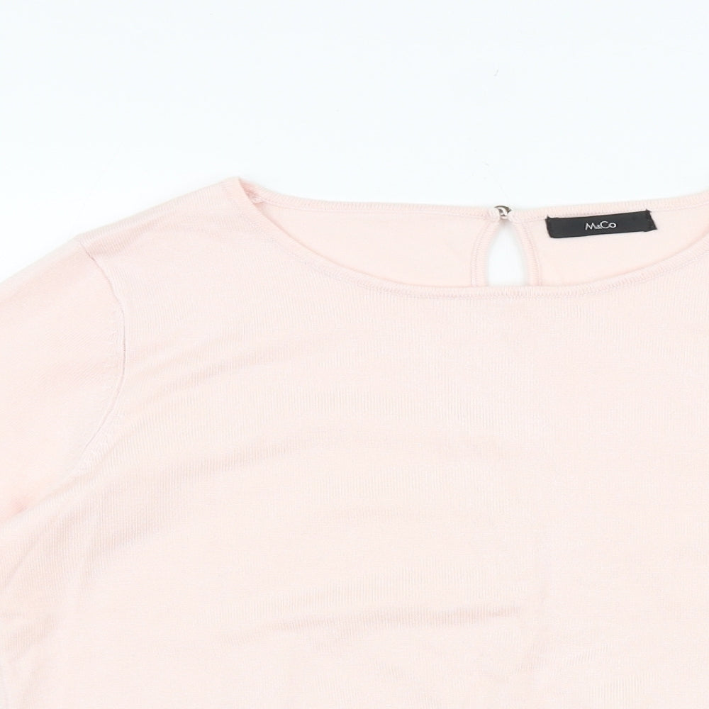 M&Co Womens Pink Scoop Neck Viscose Pullover Jumper Size 12