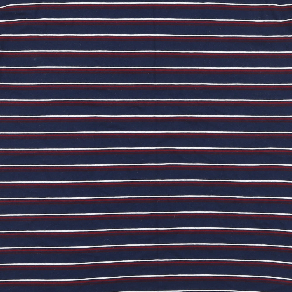 Marks and Spencer Mens Blue Striped Cotton T-Shirt Size M Round Neck