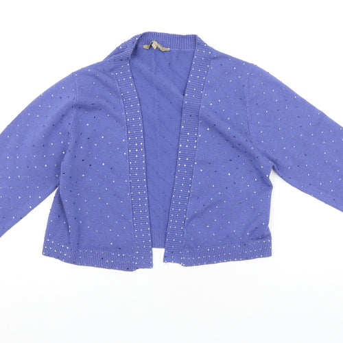 M&Co Womens Purple V-Neck Polyester Shrug Jumper Size S