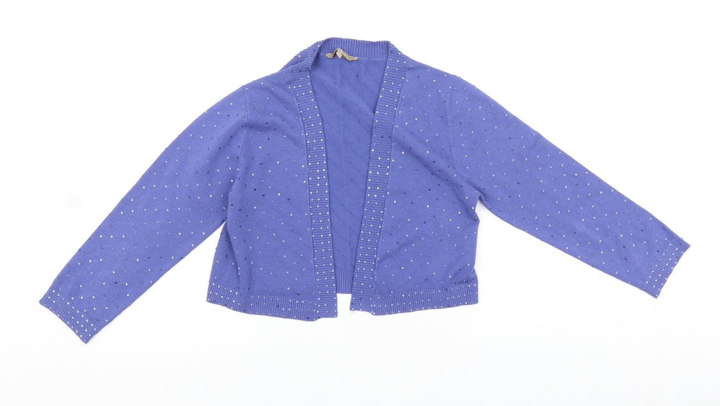 M&Co Womens Purple V-Neck Polyester Shrug Jumper Size S