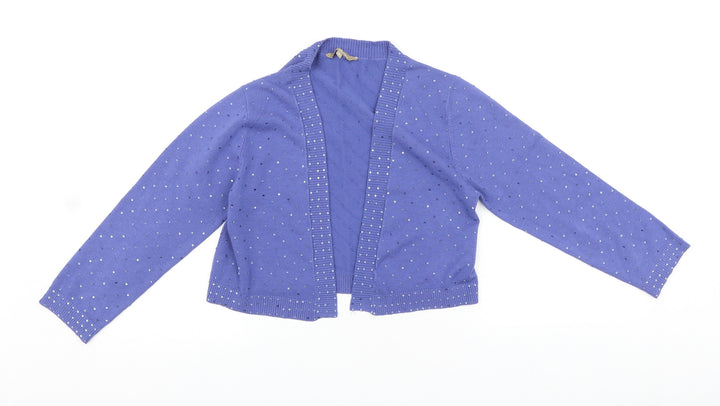 M&Co Womens Purple V-Neck Polyester Shrug Jumper Size S