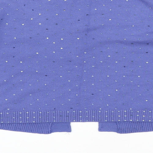 M&Co Womens Purple V-Neck Polyester Shrug Jumper Size S