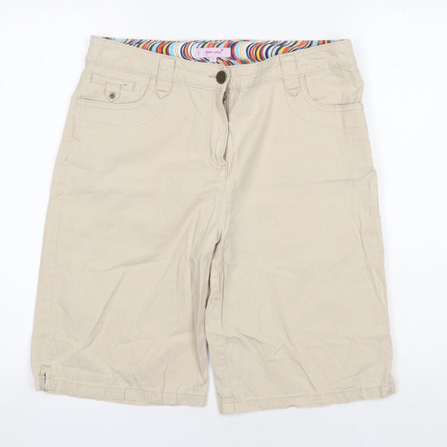 Per Una Womens Beige Cotton Bermuda Shorts Size 14 Regular Zip