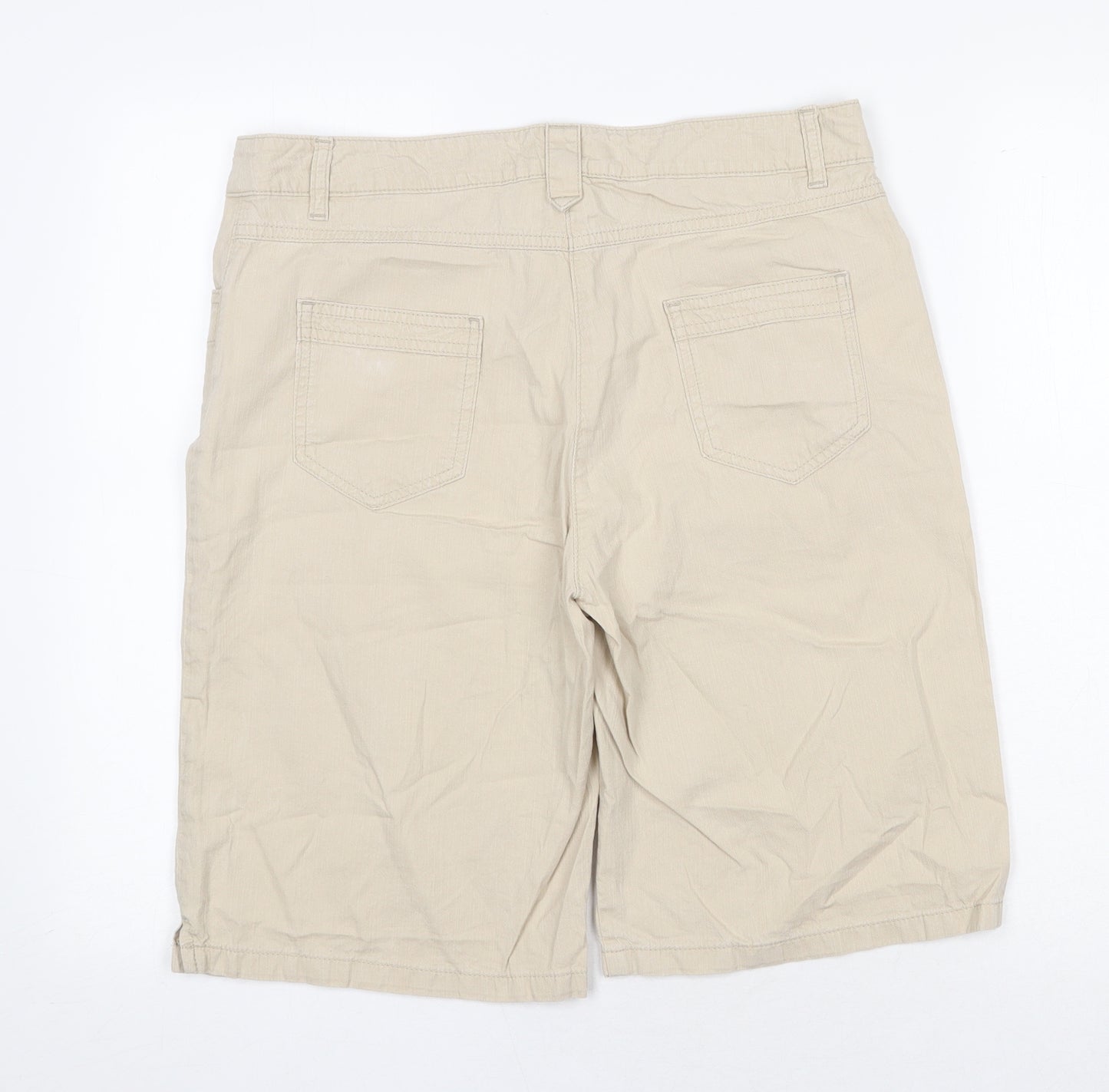 Per Una Womens Beige Cotton Bermuda Shorts Size 14 Regular Zip