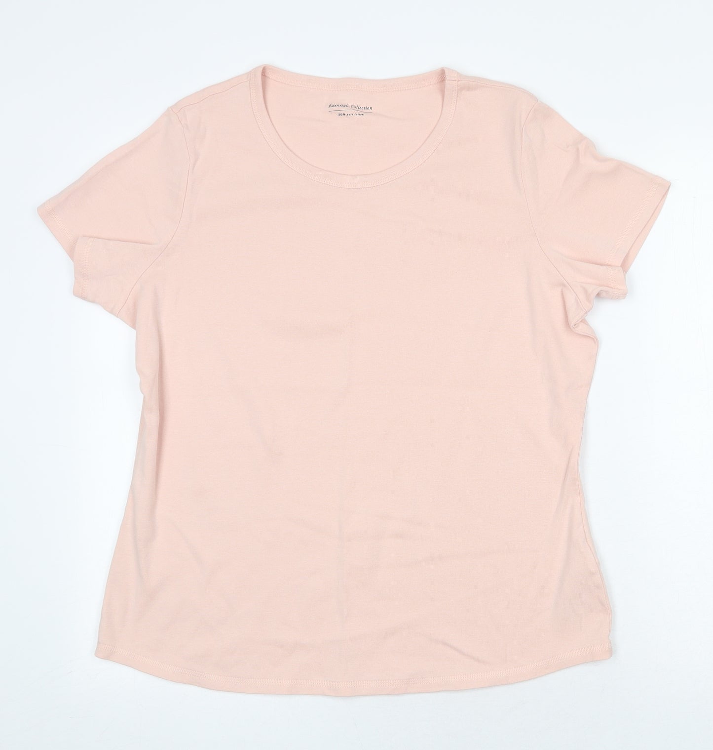 Marks and Spencer Womens Pink 100% Cotton Basic T-Shirt Size 20 Round Neck