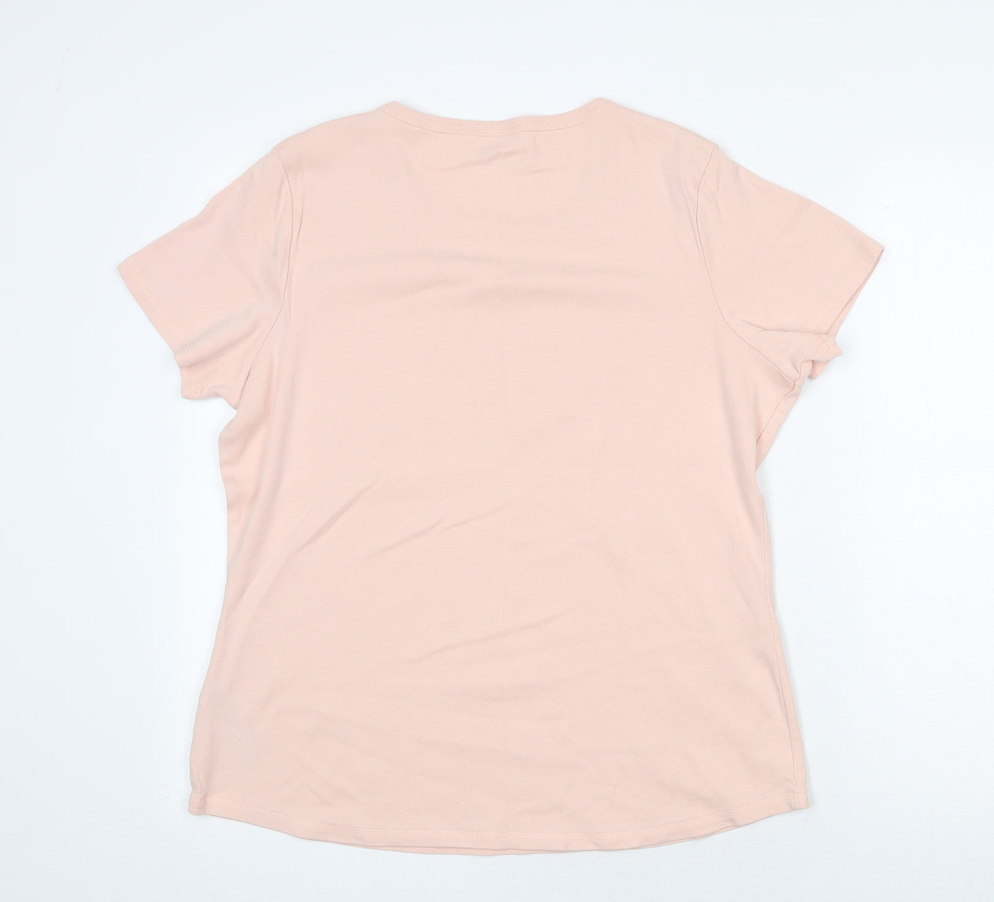 Marks and Spencer Womens Pink 100% Cotton Basic T-Shirt Size 20 Round Neck