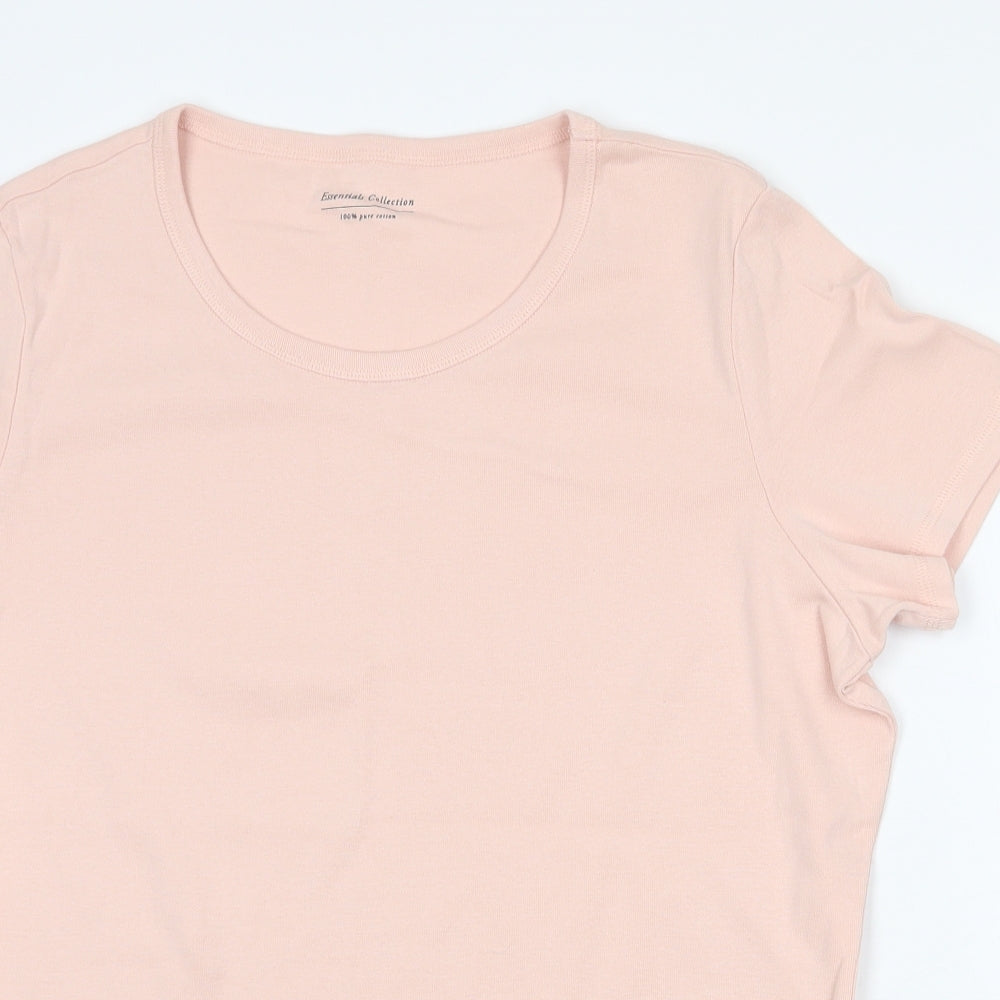 Marks and Spencer Womens Pink 100% Cotton Basic T-Shirt Size 20 Round Neck