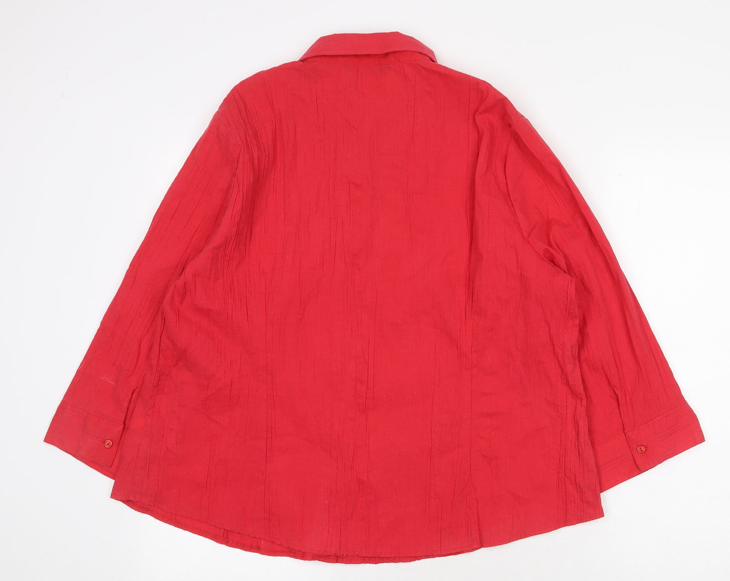 F&F Womens Red Polyester Basic Button-Up Size 20 V-Neck