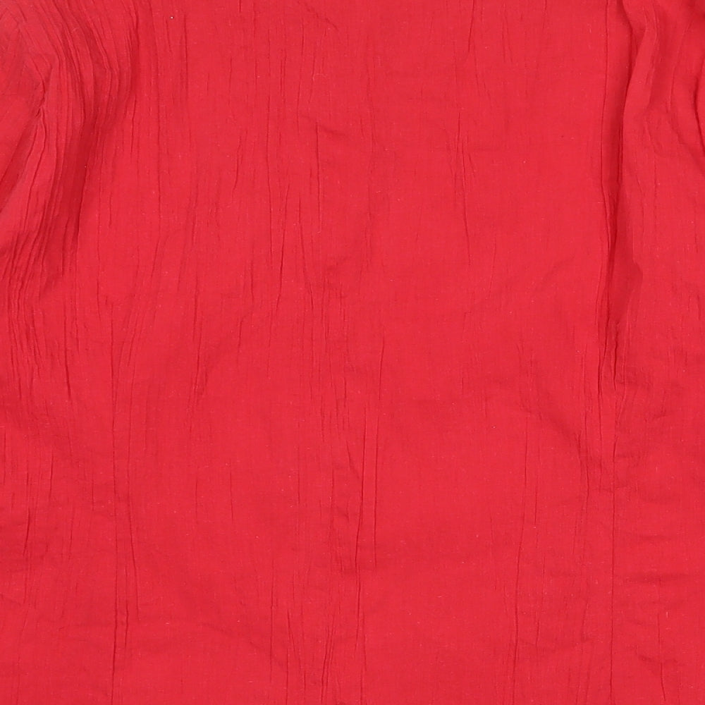 F&F Womens Red Polyester Basic Button-Up Size 20 V-Neck