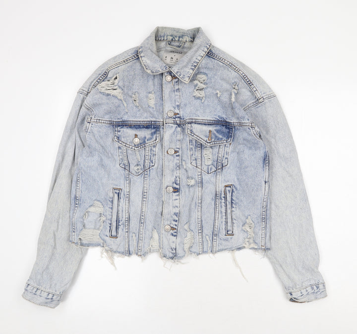 Denim & Co. Womens Blue Jacket Size 8 Button