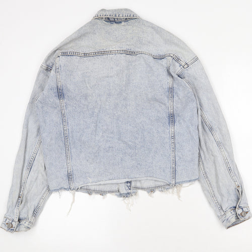 Denim & Co. Womens Blue Jacket Size 8 Button