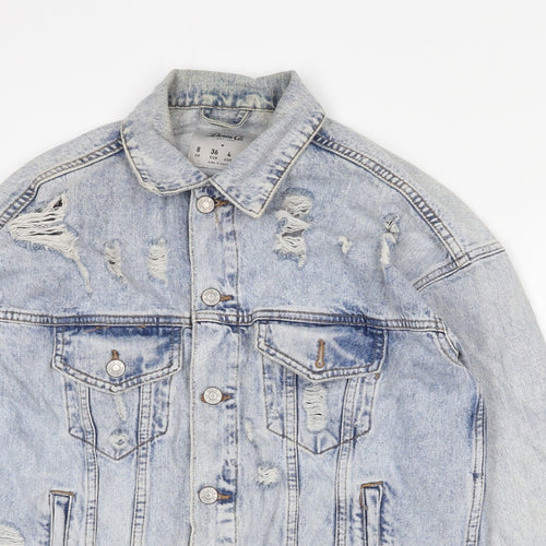 Denim & Co. Womens Blue Jacket Size 8 Button