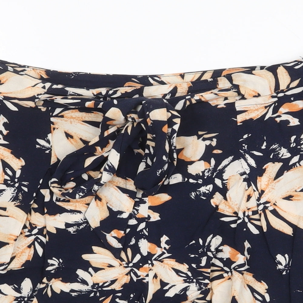 Papaya Womens Blue Floral Viscose Culotte Shorts Size 10 Regular Zip