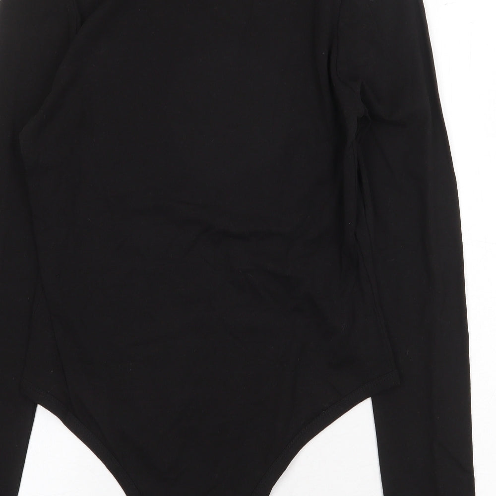 Night Addict Womens Black Cotton Bodysuit One-Piece Size S Snap - Offline