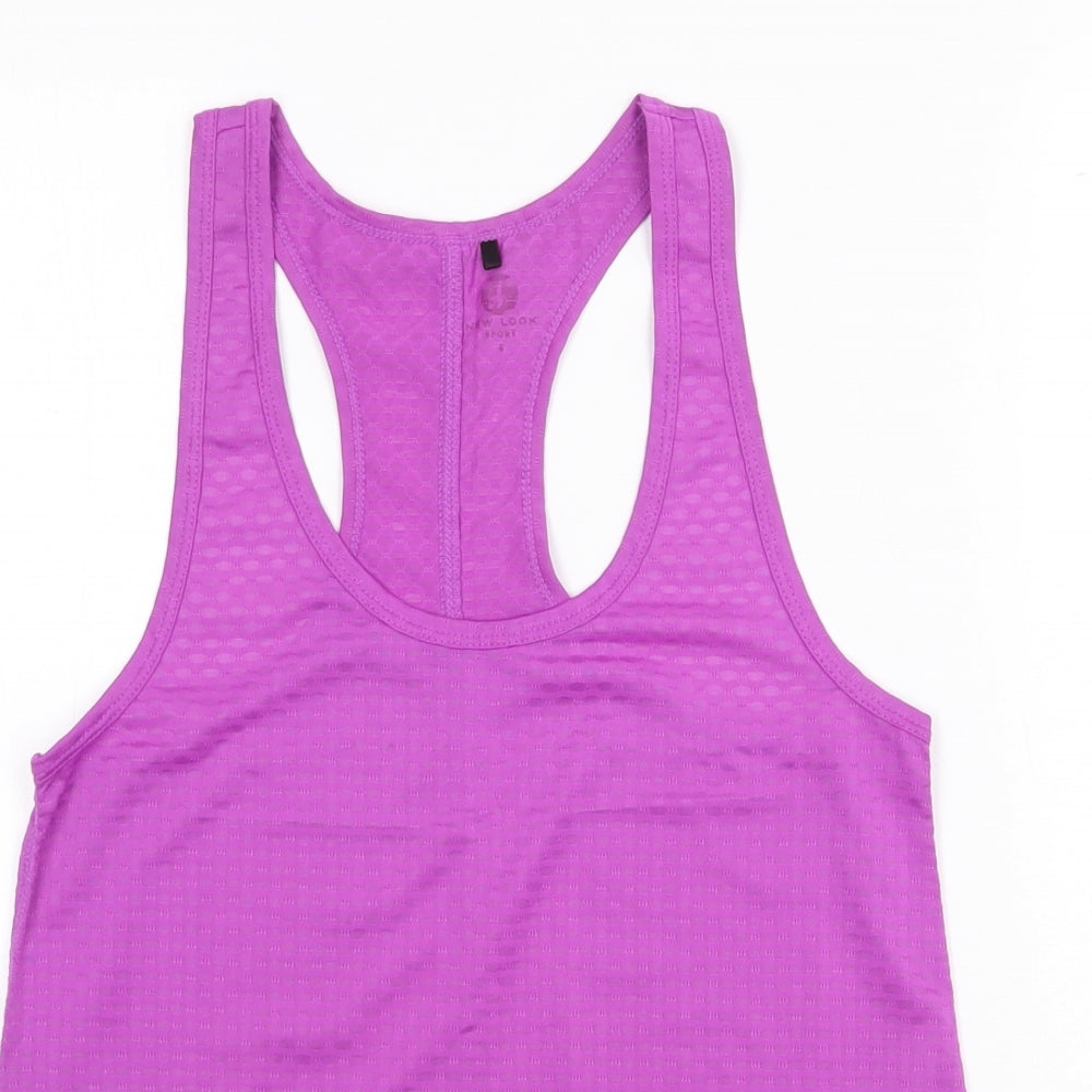 New Look Womens Purple Polyester Basic Tank Size S Scoop Neck Pullover - Racerback