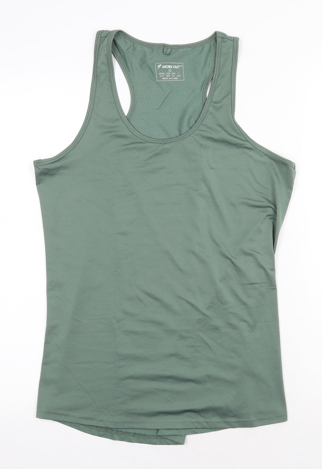 Workout Womens Green Polyester Basic Tank Size S Scoop Neck Pullover - Racerback