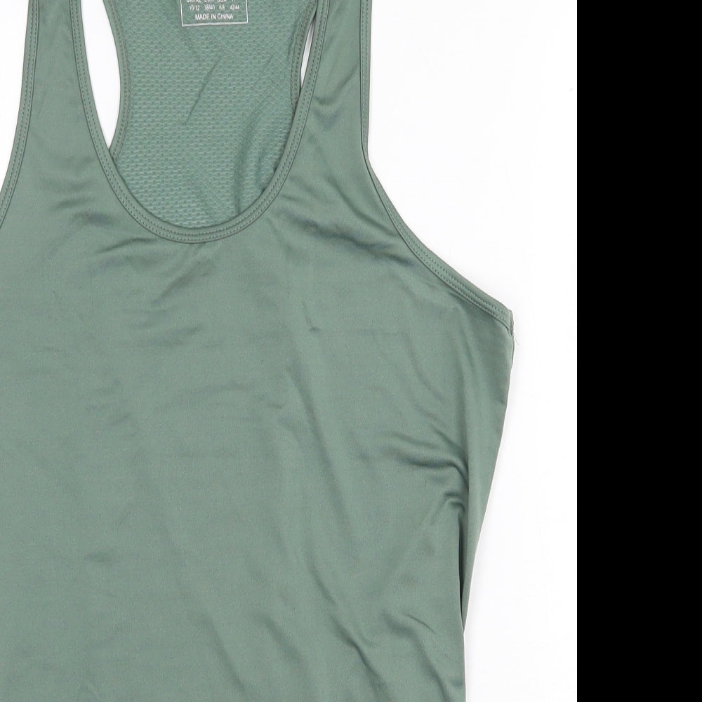 Workout Womens Green Polyester Basic Tank Size S Scoop Neck Pullover - Racerback