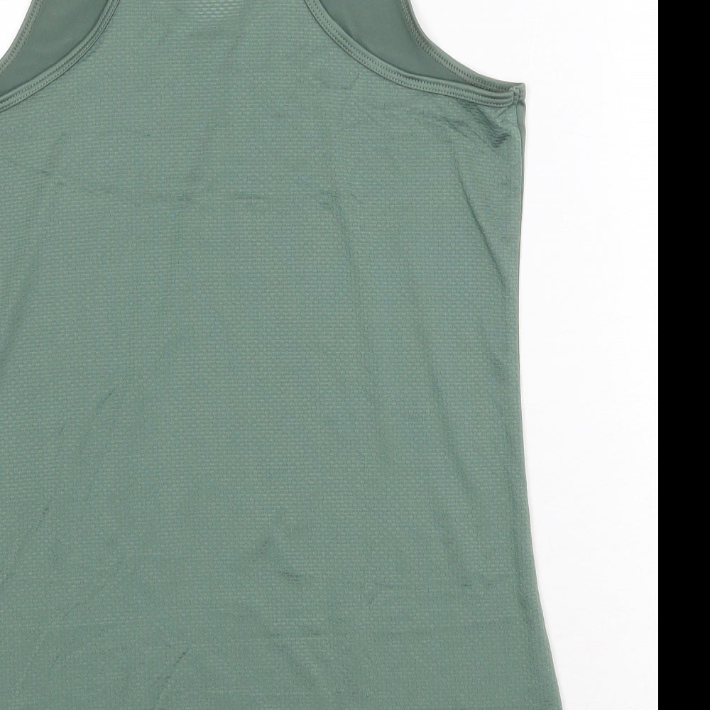 Workout Womens Green Polyester Basic Tank Size S Scoop Neck Pullover - Racerback