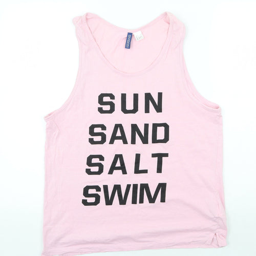 H&M Womens Pink Cotton Basic Tank Size S Round Neck