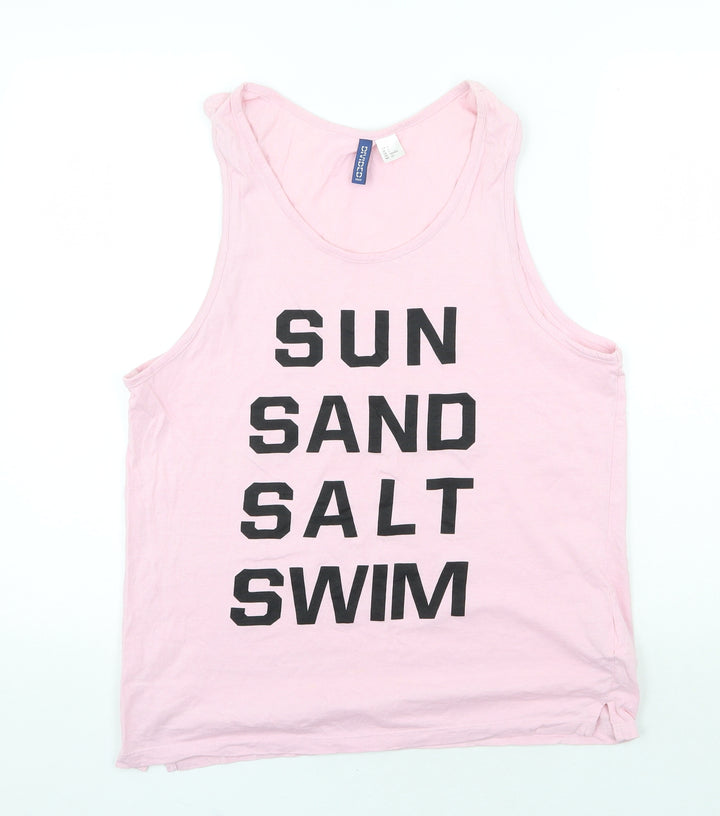 H&M Womens Pink Cotton Basic Tank Size S Round Neck