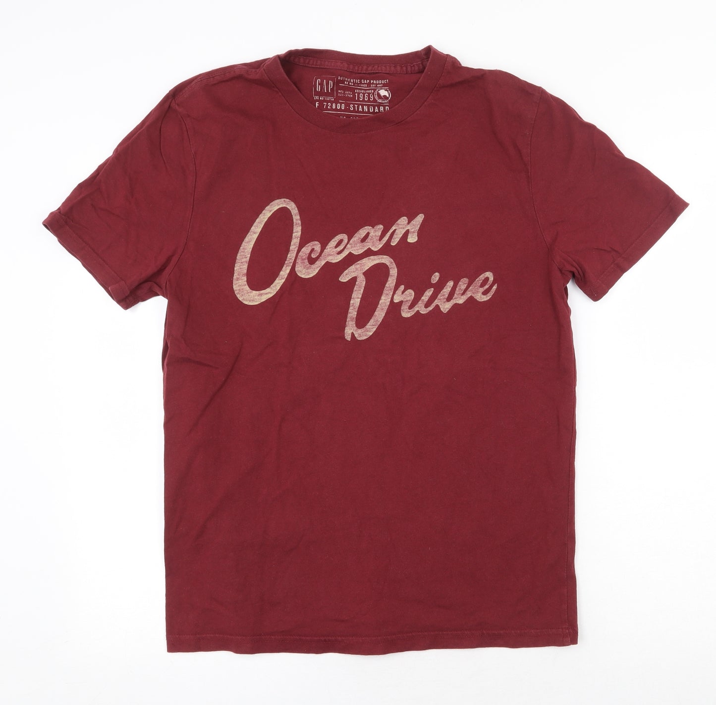 Gap Mens Red Cotton T-Shirt Size M Round Neck - Ocean Drive