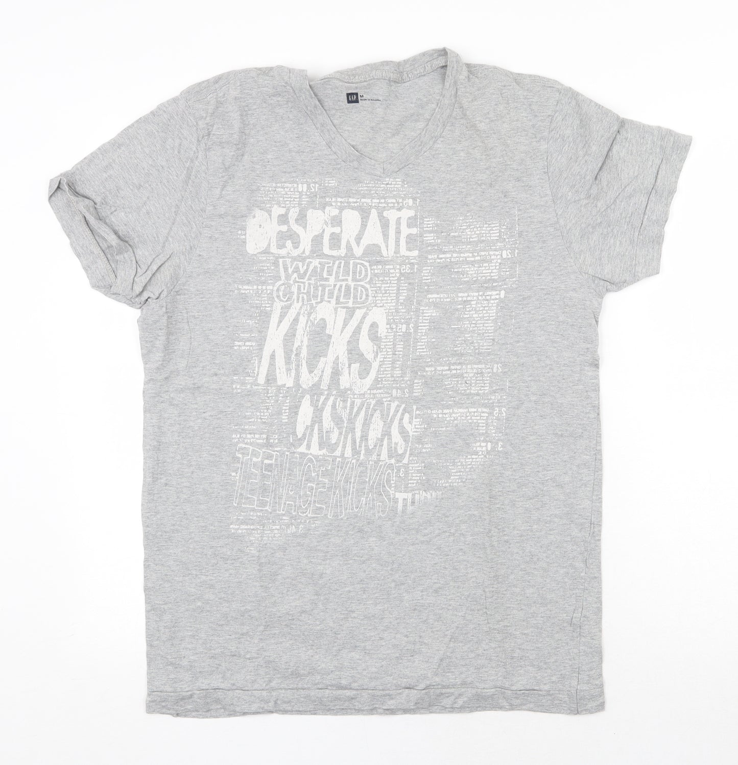 Gap Mens Grey Cotton T-Shirt Size M Round Neck