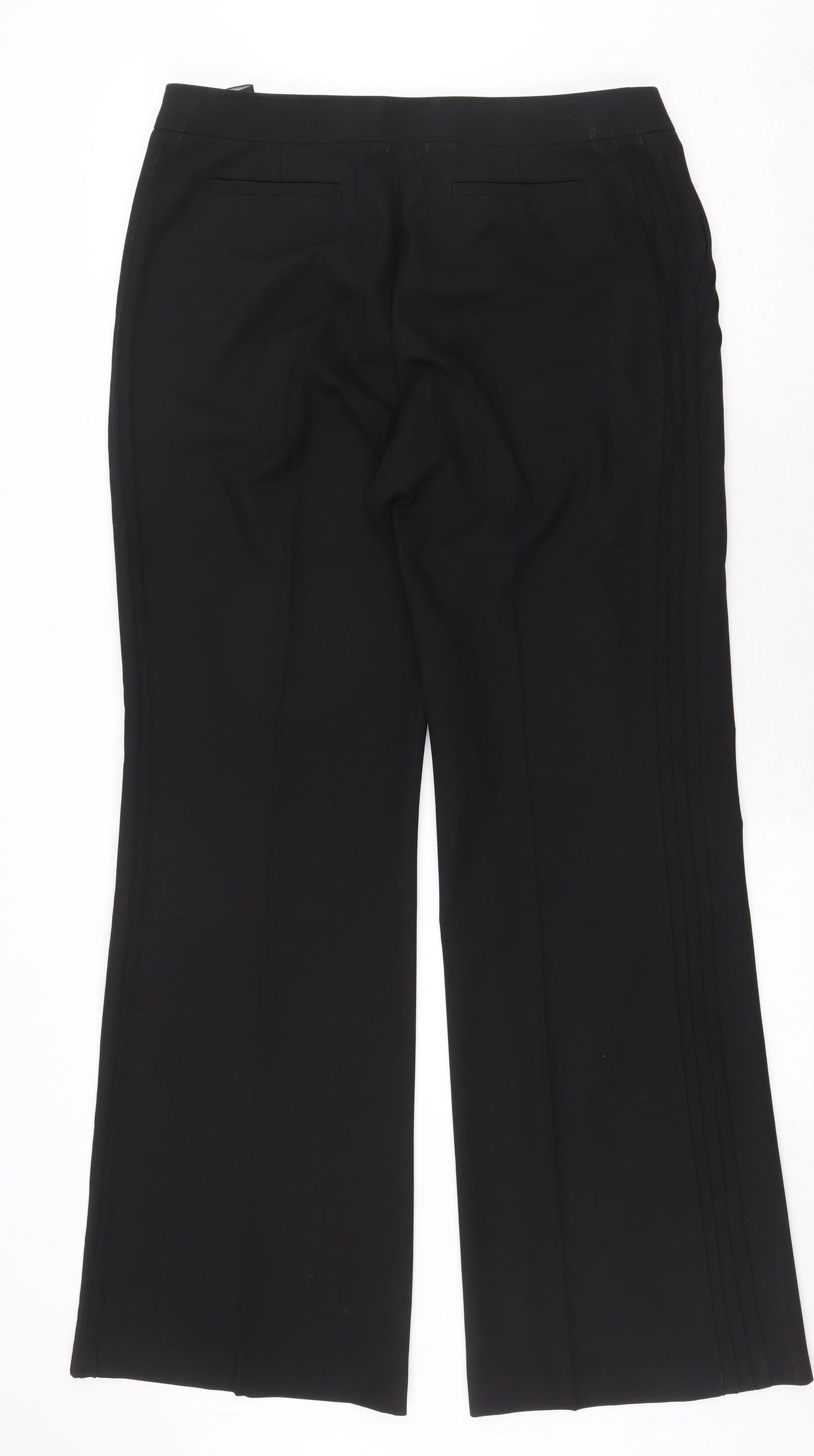 Marks and Spencer Womens Black Polyester Trousers Size 14 Regular Zip