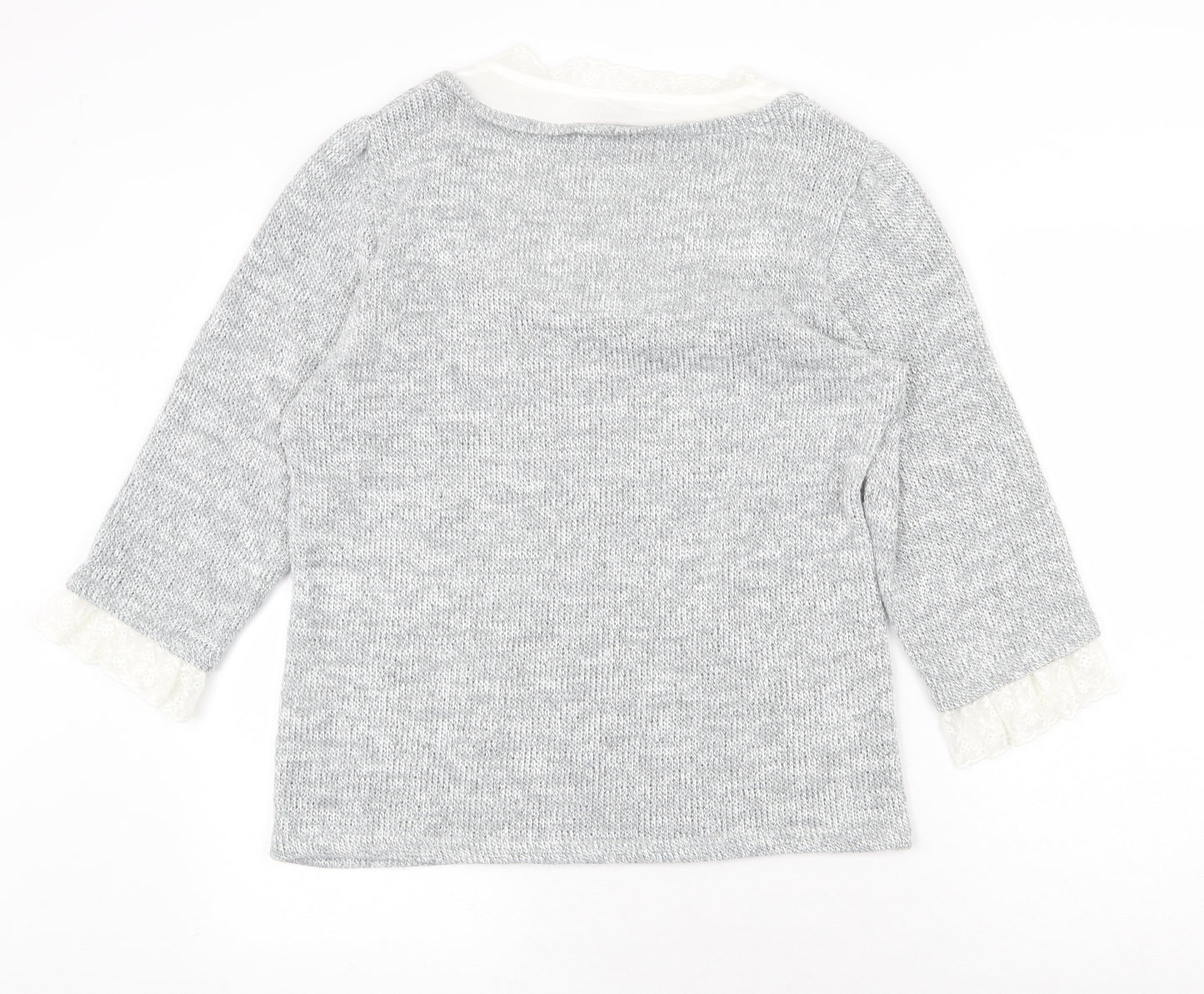 Per Una Womens Grey V-Neck Acrylic Pullover Jumper Size L