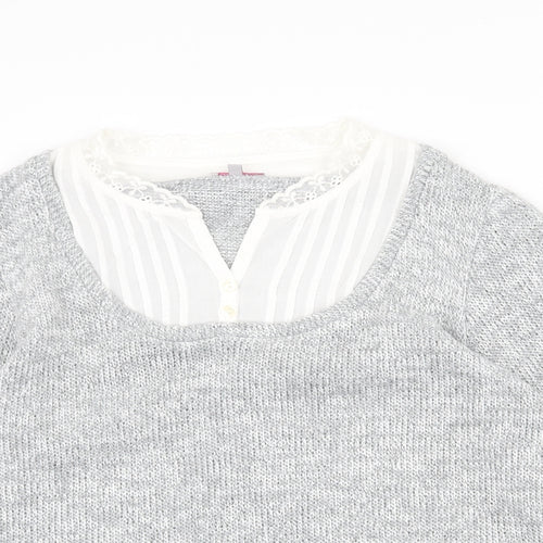 Per Una Womens Grey V-Neck Acrylic Pullover Jumper Size L