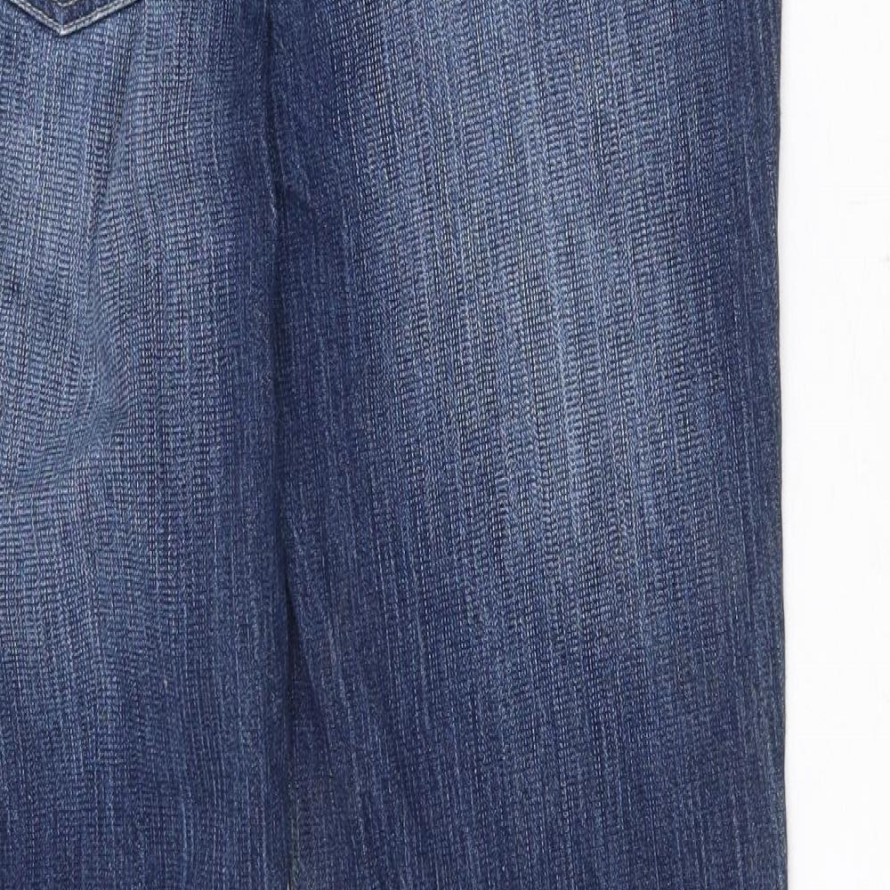 Preworn Womens Blue Cotton Bootcut Jeans Size 12 Regular Zip