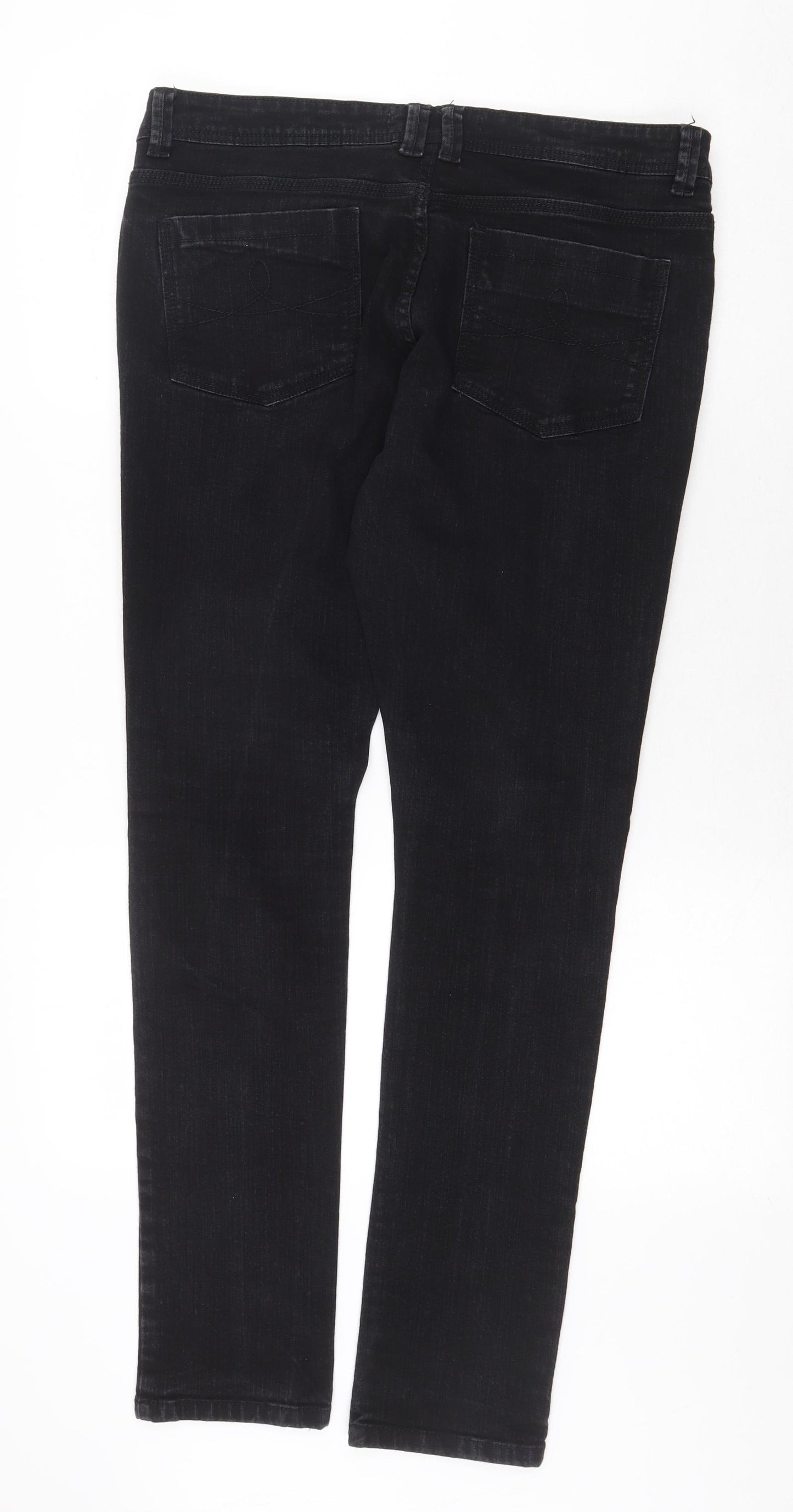Denim & Co. Womens Black Cotton Skinny Jeans Size 16 Regular Zip