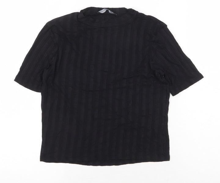 Atmosphere Womens Black Striped Cotton Basic T-Shirt Size 10 Round Neck