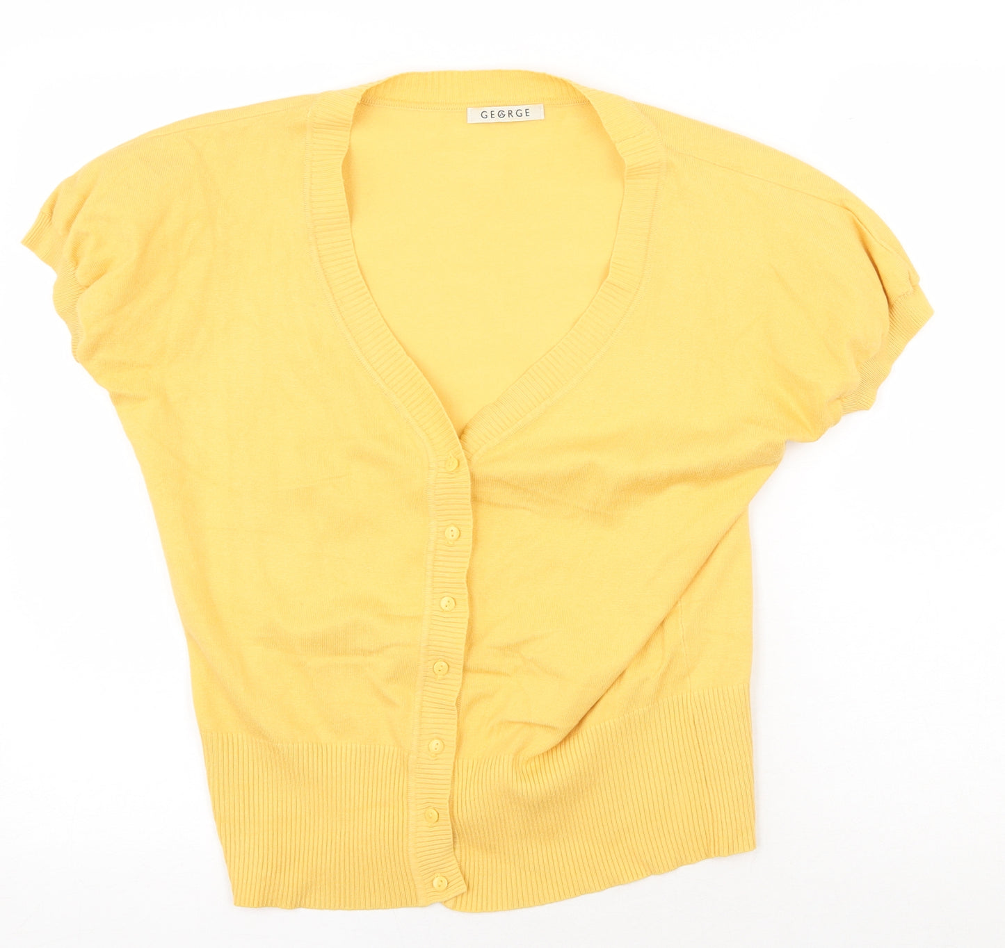 George Womens Yellow V-Neck Viscose Cardigan Jumper Size 16