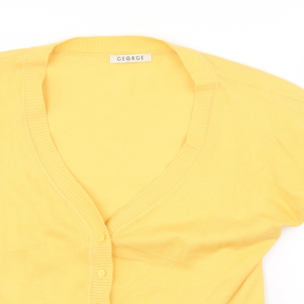 George Womens Yellow V-Neck Viscose Cardigan Jumper Size 16