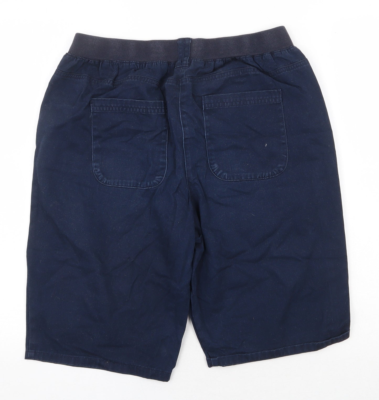 Cotton Traders Womens Blue Cotton Bermuda Shorts Size 12 Regular Tie
