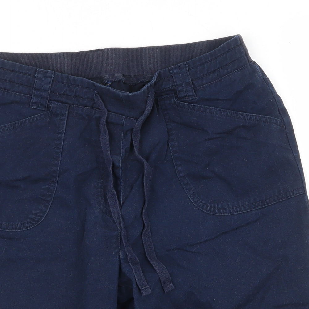 Cotton Traders Womens Blue Cotton Bermuda Shorts Size 12 Regular Tie