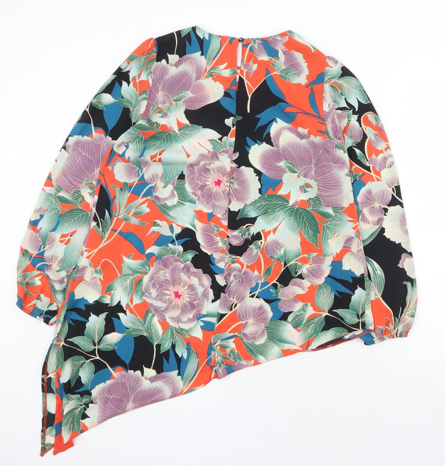Dorothy Perkins Womens Multicoloured Floral Polyester Basic Blouse Size 10 Boat Neck - Asymmetric