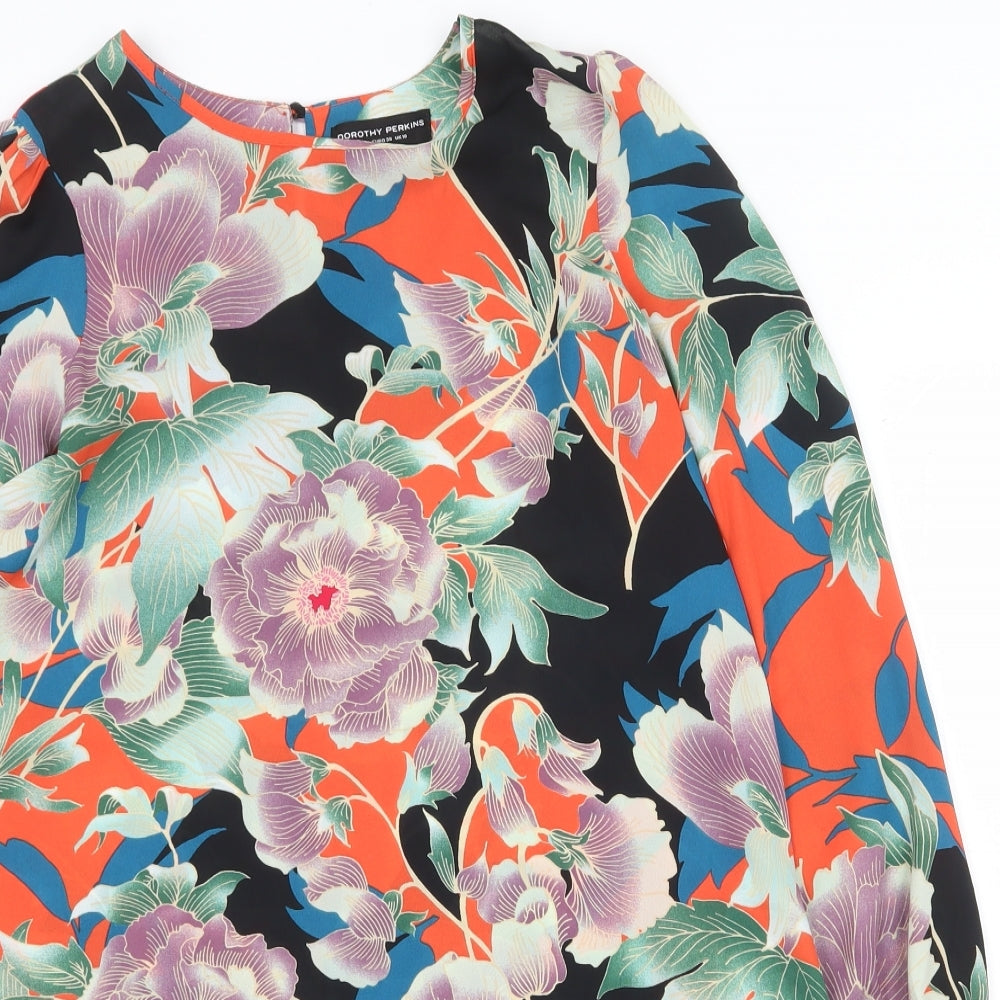 Dorothy Perkins Womens Multicoloured Floral Polyester Basic Blouse Size 10 Boat Neck - Asymmetric