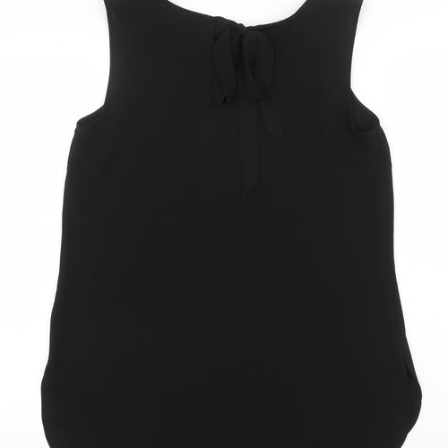 Papaya Womens Black Polyester Basic Tank Size 10 Boat Neck